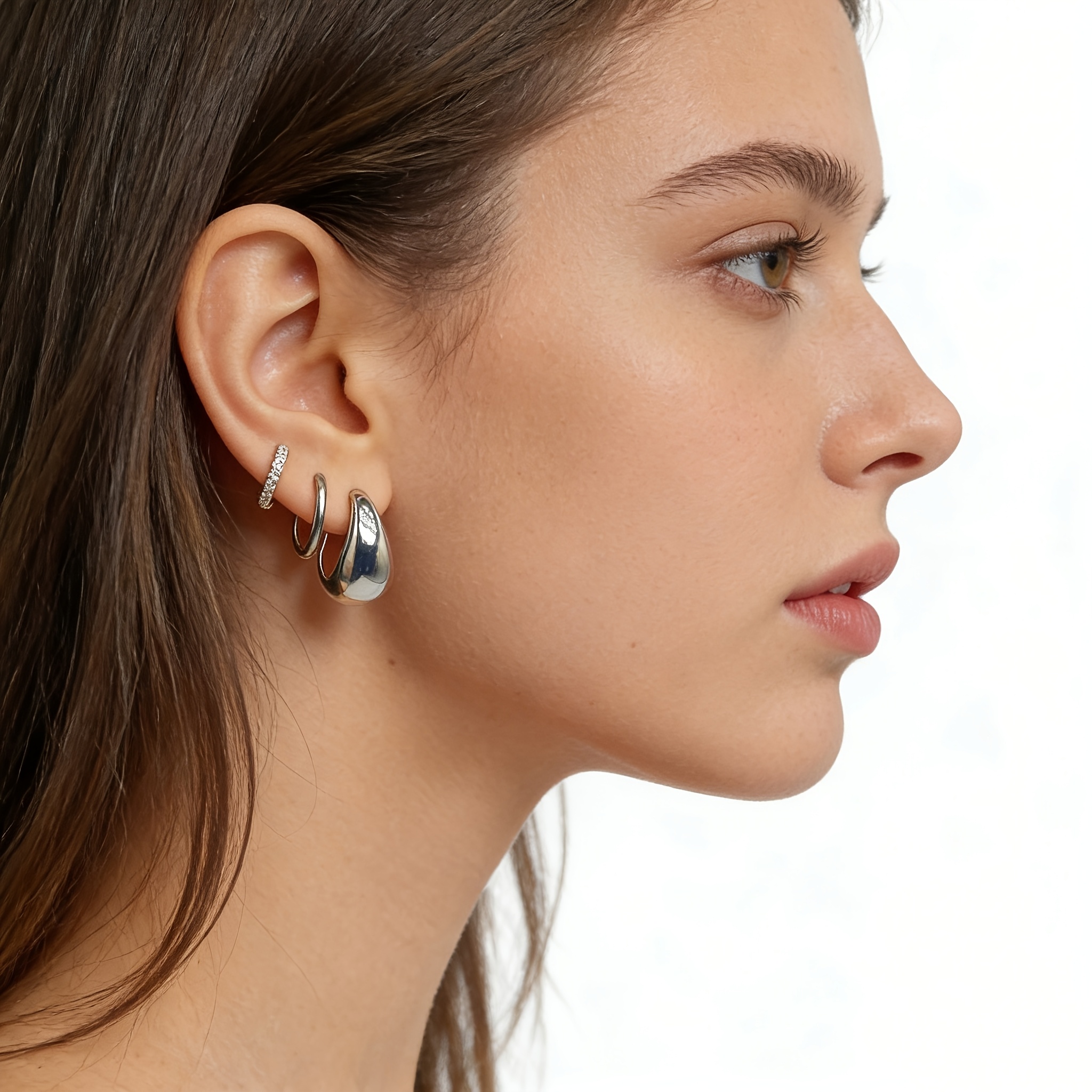 6pc Women's Elegant Hoop Earrings Set — 18K Plated